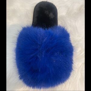 Women's Faux Fur Slippers Fuzzy Flat Fluffy Open Toe House Shoes Indoor outdoor